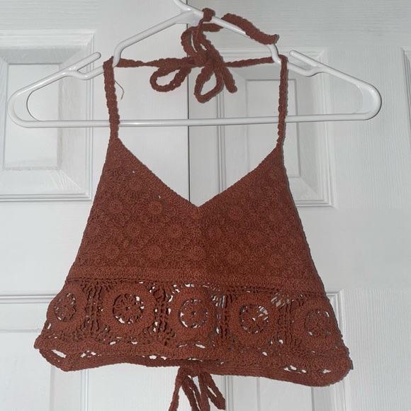 Free People Sydney Crochet Bralette in Terracotta - Picture 3 of 7
